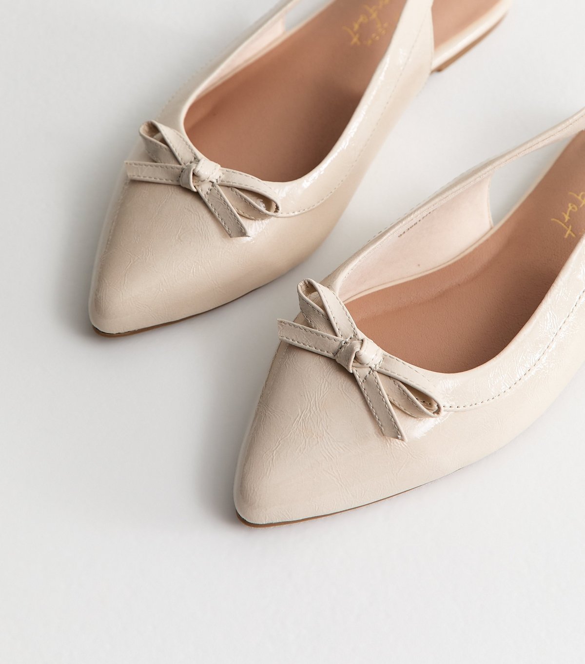 New Look Women's Wide Fit Off White Faux Leather Slingback Flats Vegan New Look - 3