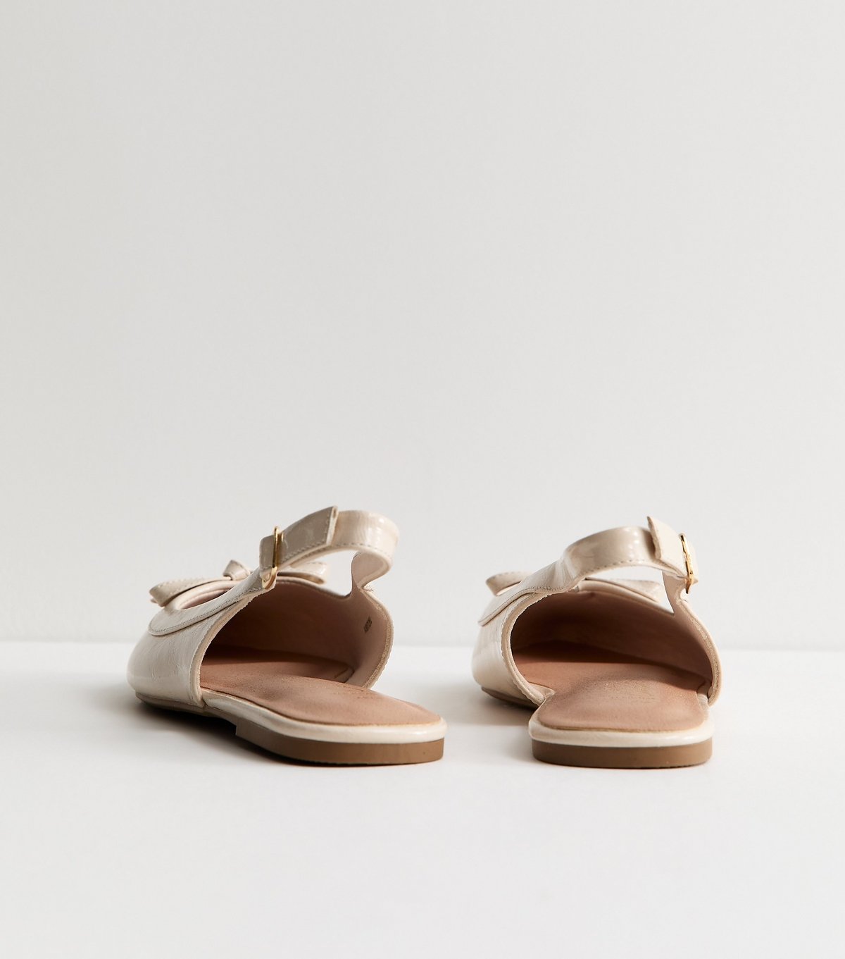 New Look Women's Wide Fit Off White Faux Leather Slingback Flats Vegan New Look - 4