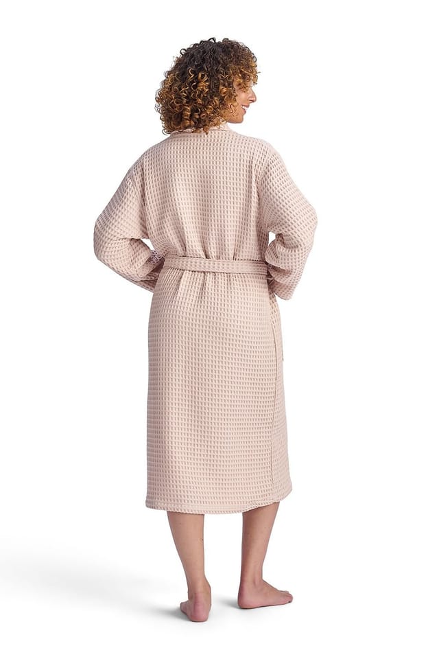 Christy CHRISTY Women's 'Waffle' 100% Turkish Cotton Kimono Style Bathrobe in Pink - 2