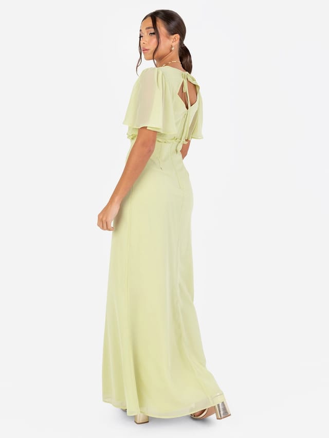 Anaya with Love Anaya with Love Women's V Neck Short Flutter Sleeve Maxi Dress in Green - 3