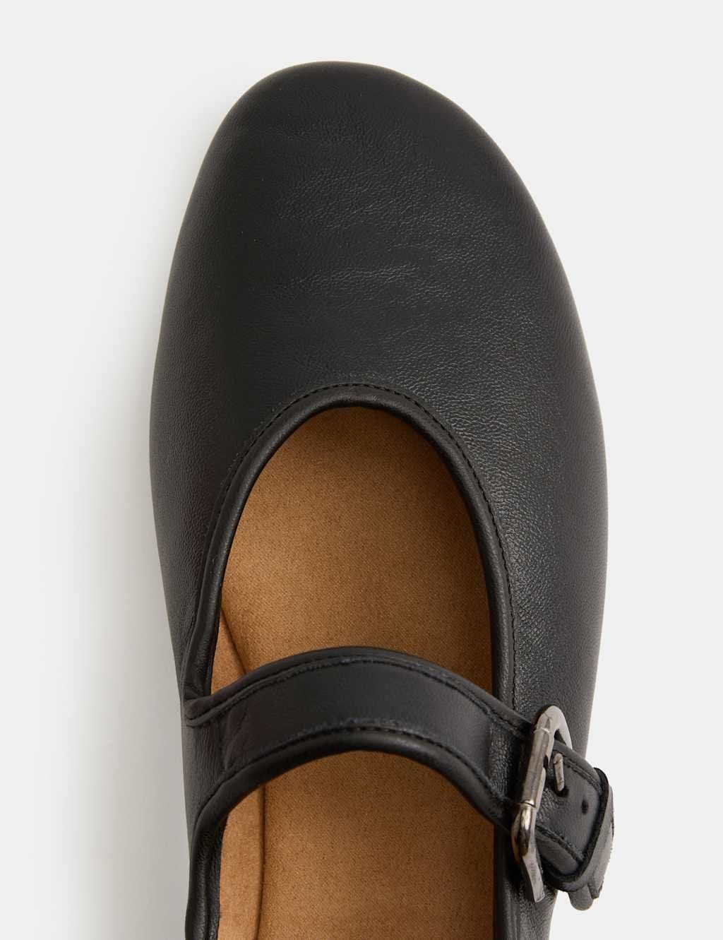 Marks & Spencer M&S Leather Mary Jane Buckle Flat Ballet Pumps Black