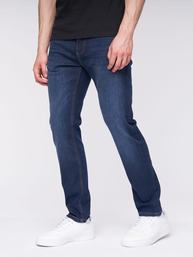Henleys Henleys Craze Men's Comfort Straight-Fit Stretch Denim Jeans in Dark Blue - 2