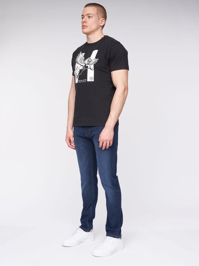 Henleys Henleys Craze Men's Comfort Straight-Fit Stretch Denim Jeans in Dark Blue - 3