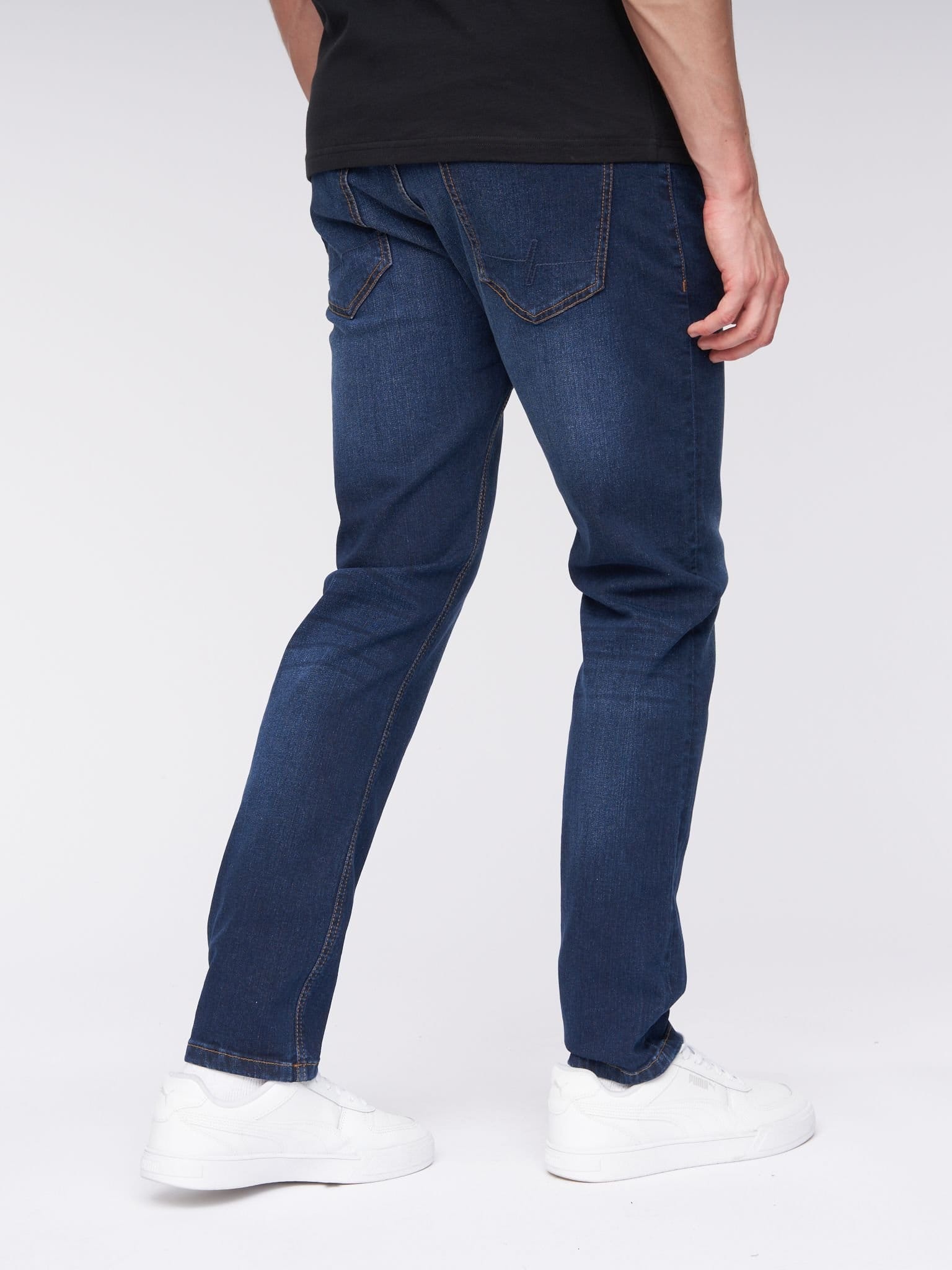 Henleys Henleys Craze Men's Comfort Straight-Fit Stretch Denim Jeans in Dark Blue - 4
