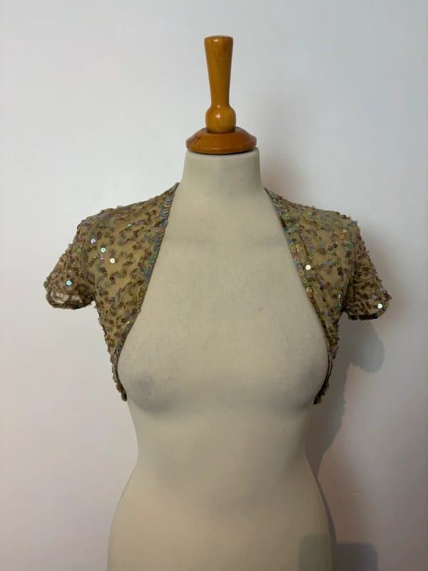 NetWork ASOS gold mesh iridescent sequined bolero