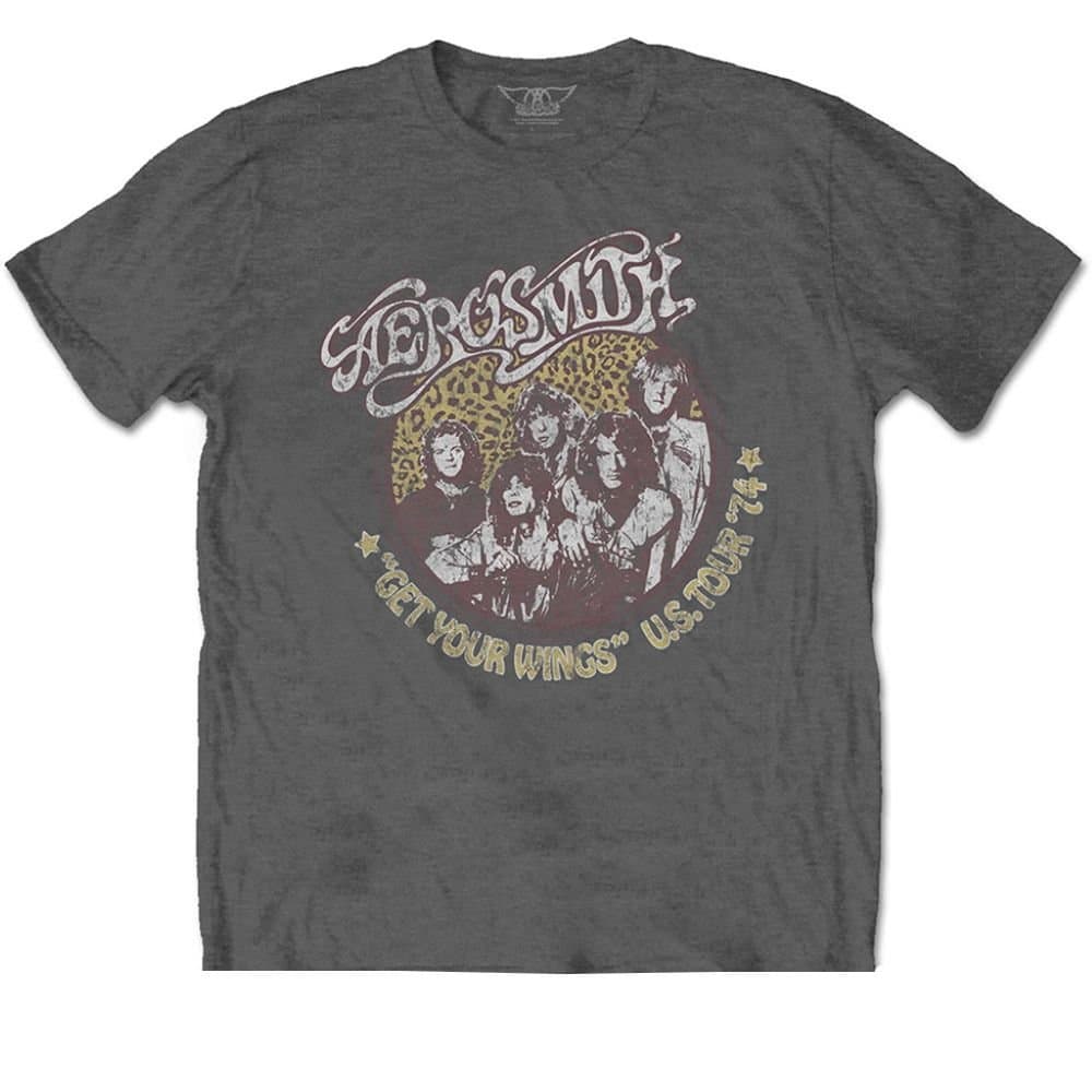 aerosmith Aerosmith Men's Cheetah Print T-Shirt in Charcoal