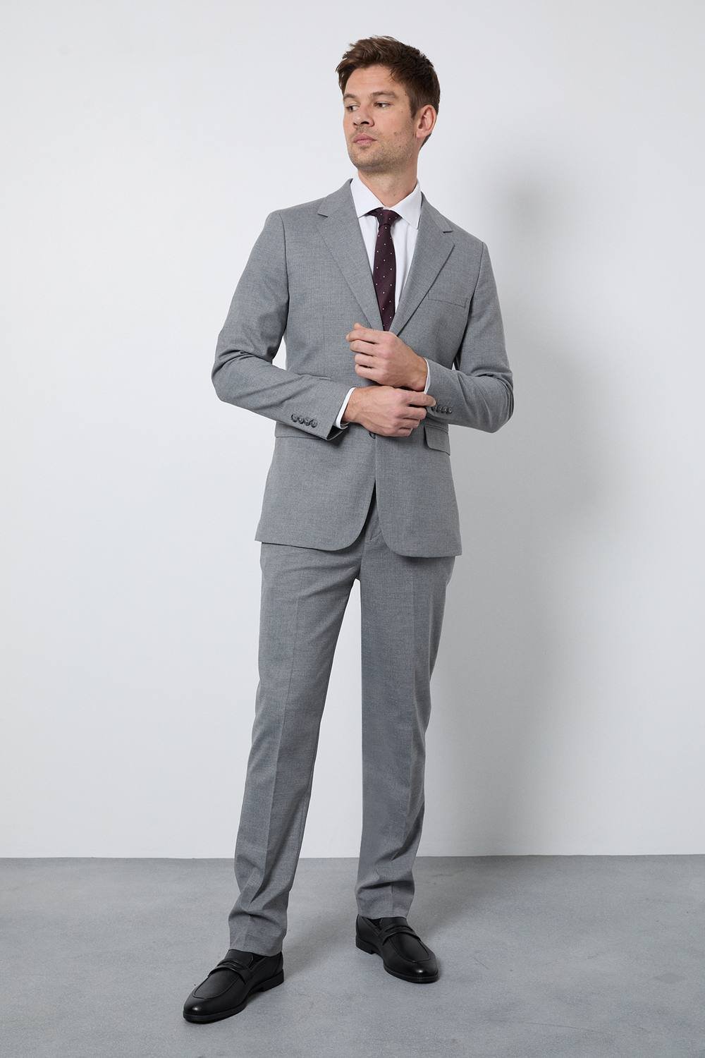 Burton Burton Men's Mid Grey Puppytooth Slim Fit Suit Trouser - 2