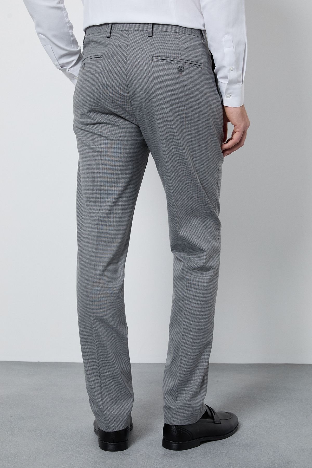 Burton Burton Men's Mid Grey Puppytooth Slim Fit Suit Trouser - 3