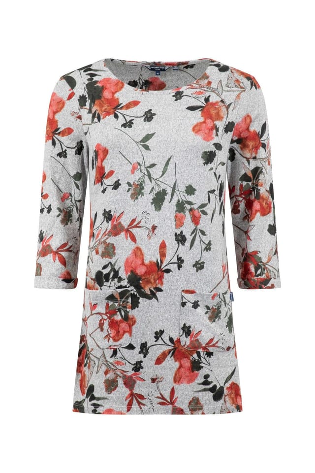 Weird Fish Weird Fish Women's Sidney Printed Brushed Tunic in Mid Grey - 2