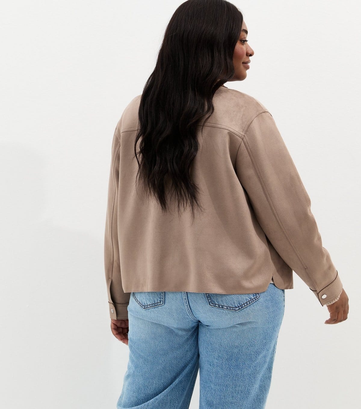 New Look Women's Plus Size Mink Faux Suede Shacket Curves New Look - 4