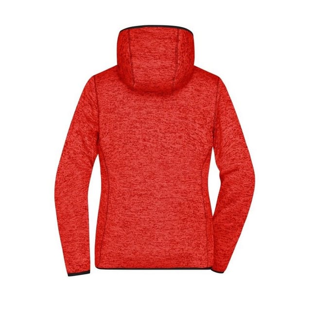 James and Nicholson James and Nicholson Women's Knitted Fleece Hoodie in Red - 2