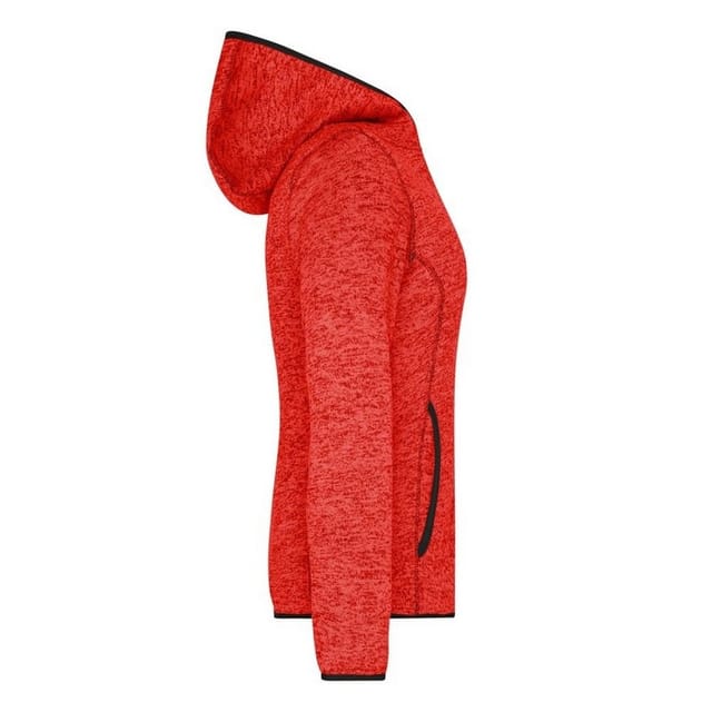 James and Nicholson James and Nicholson Women's Knitted Fleece Hoodie in Red - 3