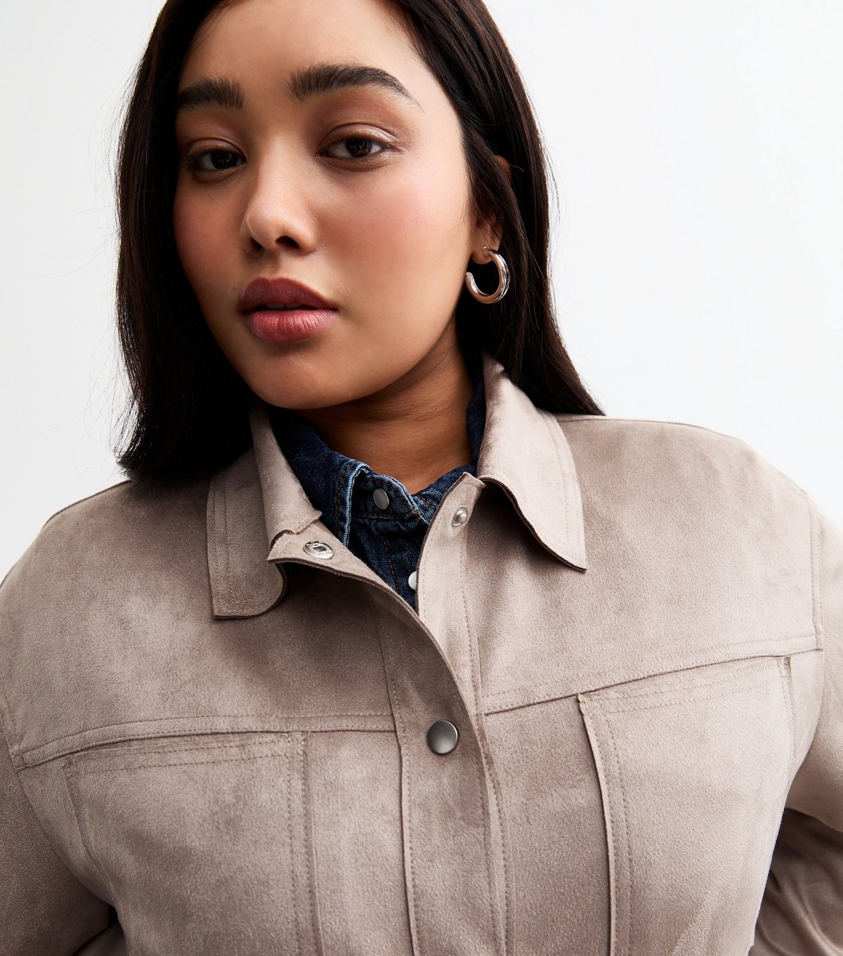 New Look Women's Plus Size Mink Faux Suede Shacket Curves New Look - 2