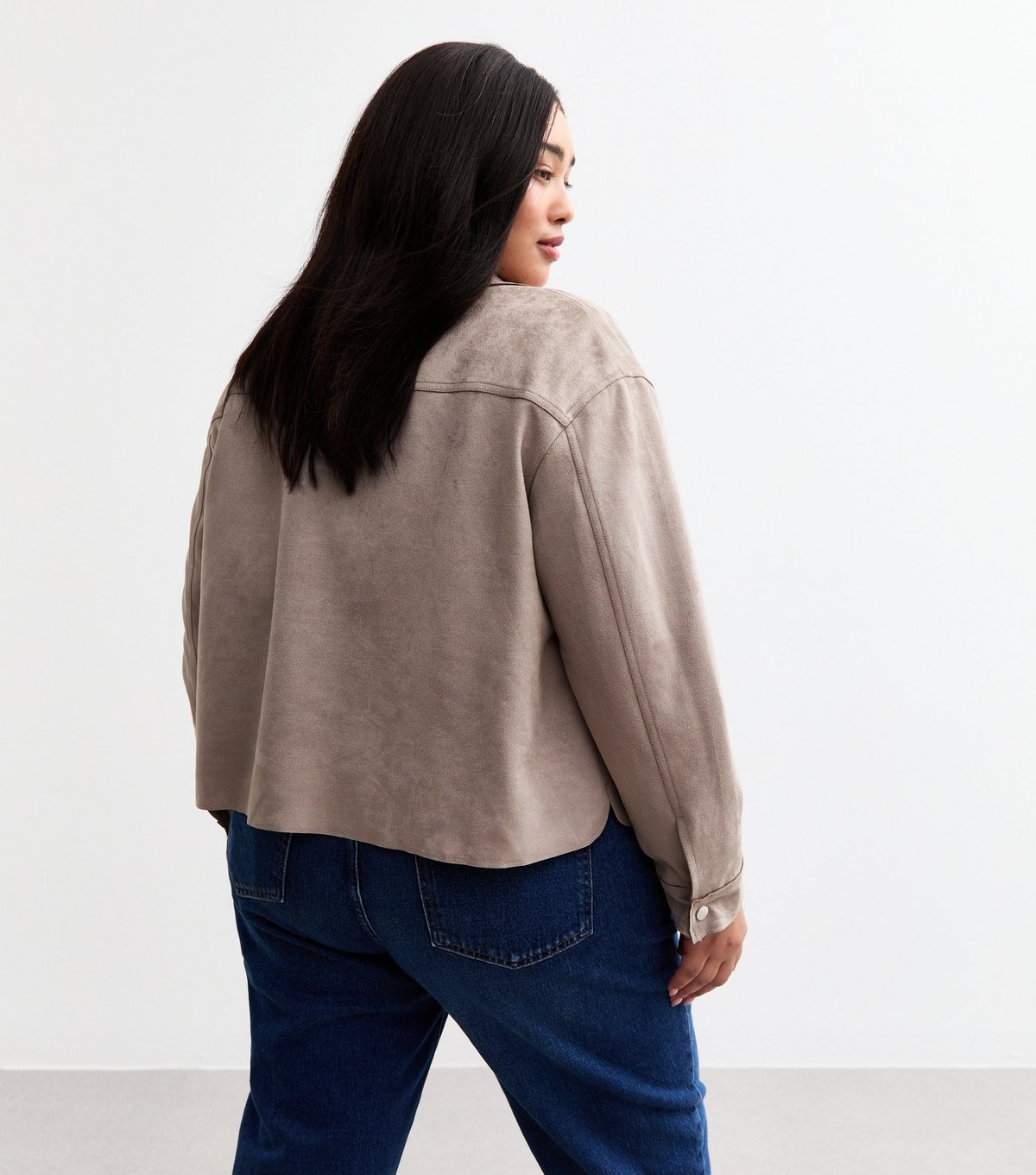 New Look Women's Plus Size Mink Faux Suede Shacket Curves New Look - 4