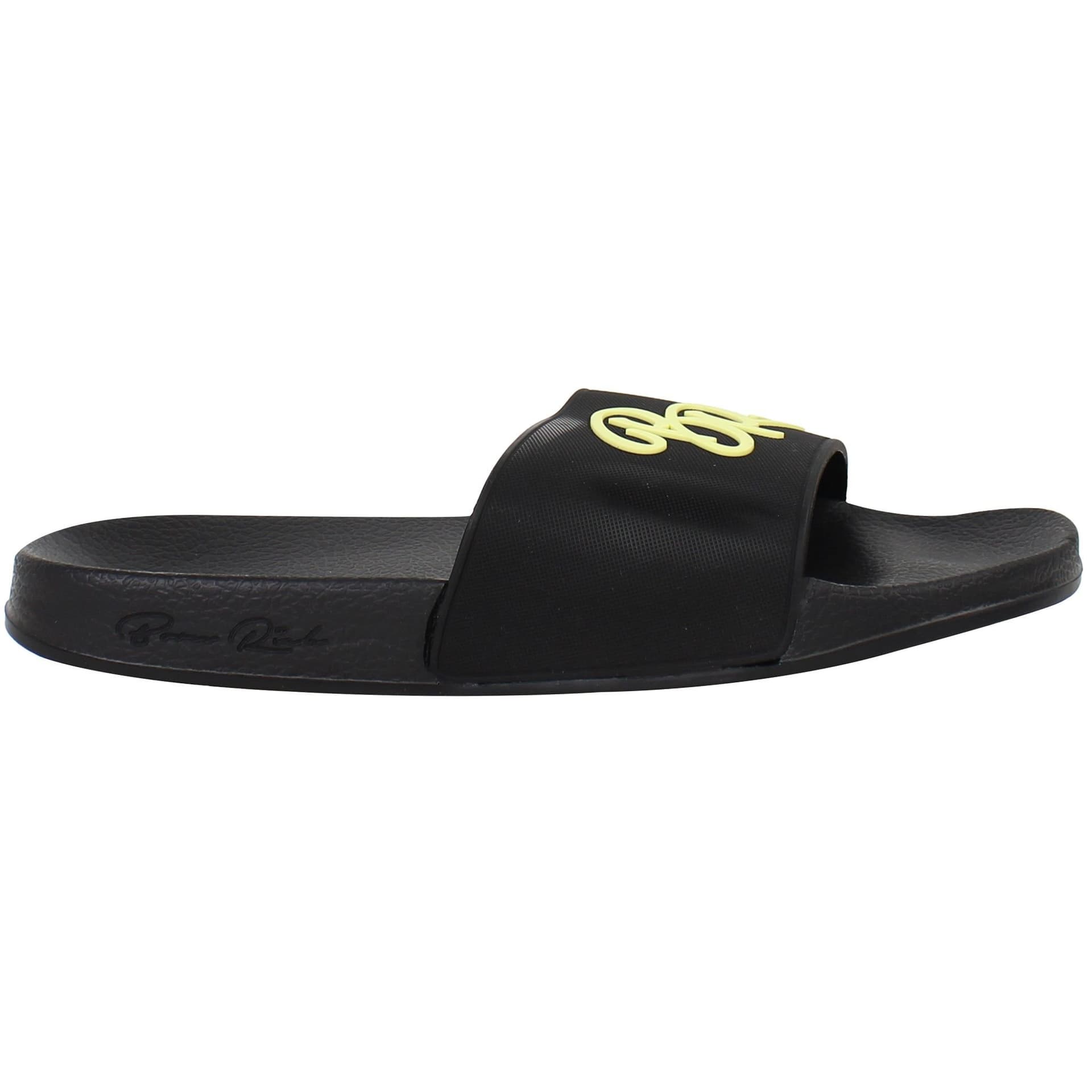 Born Rich Born Rich Men's Barreca Black/Yellow Sliders in Black