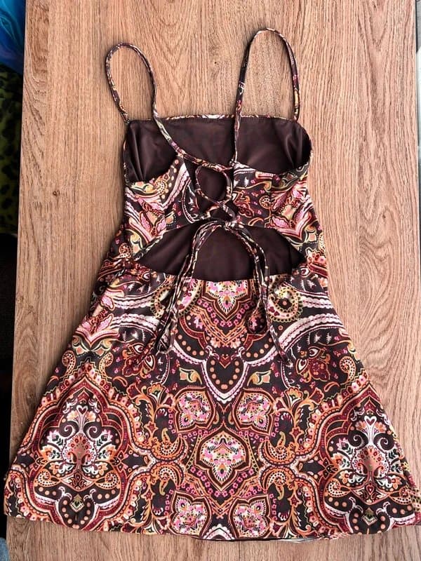 Bershka Bershka Open Back Floral Pattern Boho Mini Dress