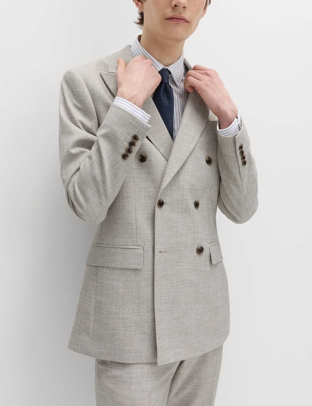 Marks & Spencer M&S Slim Fit Textured Twill Stretch Suit Jacket Neutral - 1