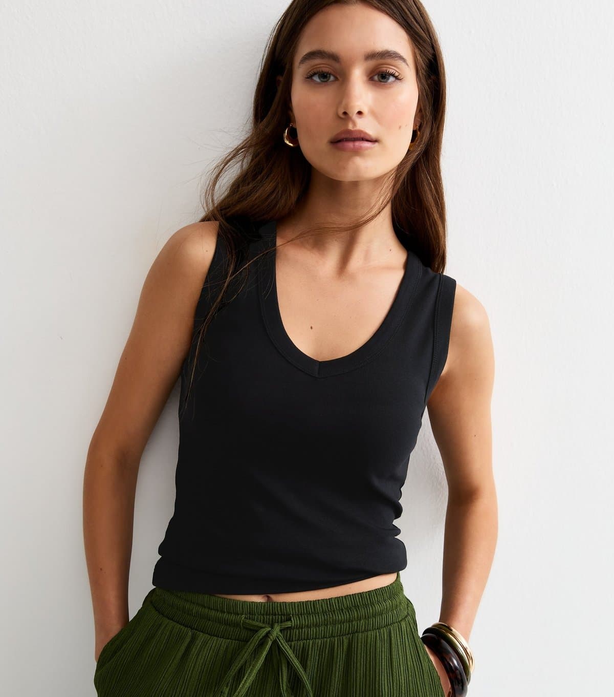 New Look New Look Black Jersey V-Neck Vest