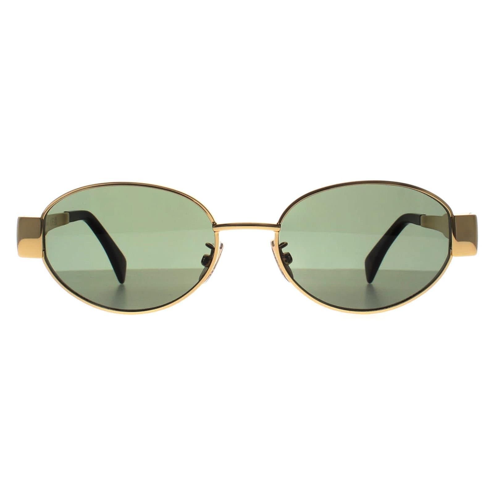 Celine Celine Women's Oval Shiny Endura Gold Green Metal Triomphe CL40235U