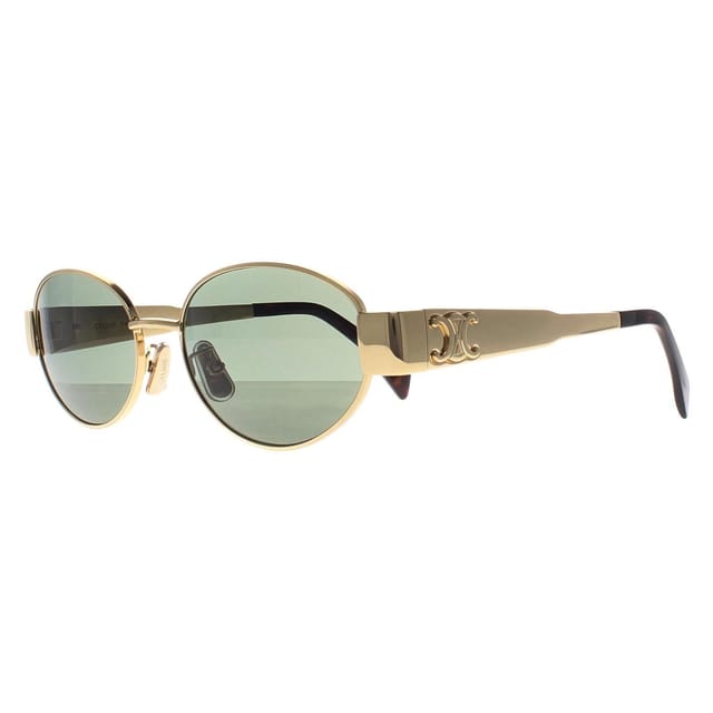 Celine Celine Women's Oval Shiny Endura Gold Green Metal Triomphe CL40235U - 2