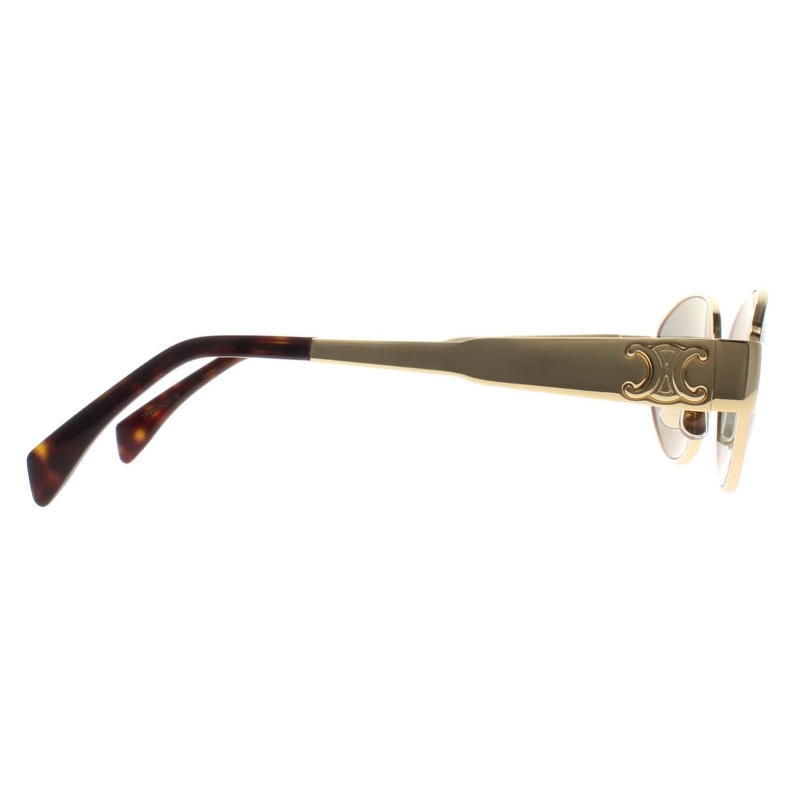 Celine Celine Women's Oval Shiny Endura Gold Green Metal Triomphe CL40235U - 4