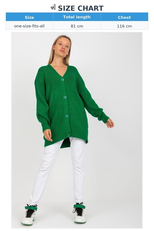 Love Lace Love Lace Women's Extended Cut Button Cardigan with Long Sleeves in Green - 2