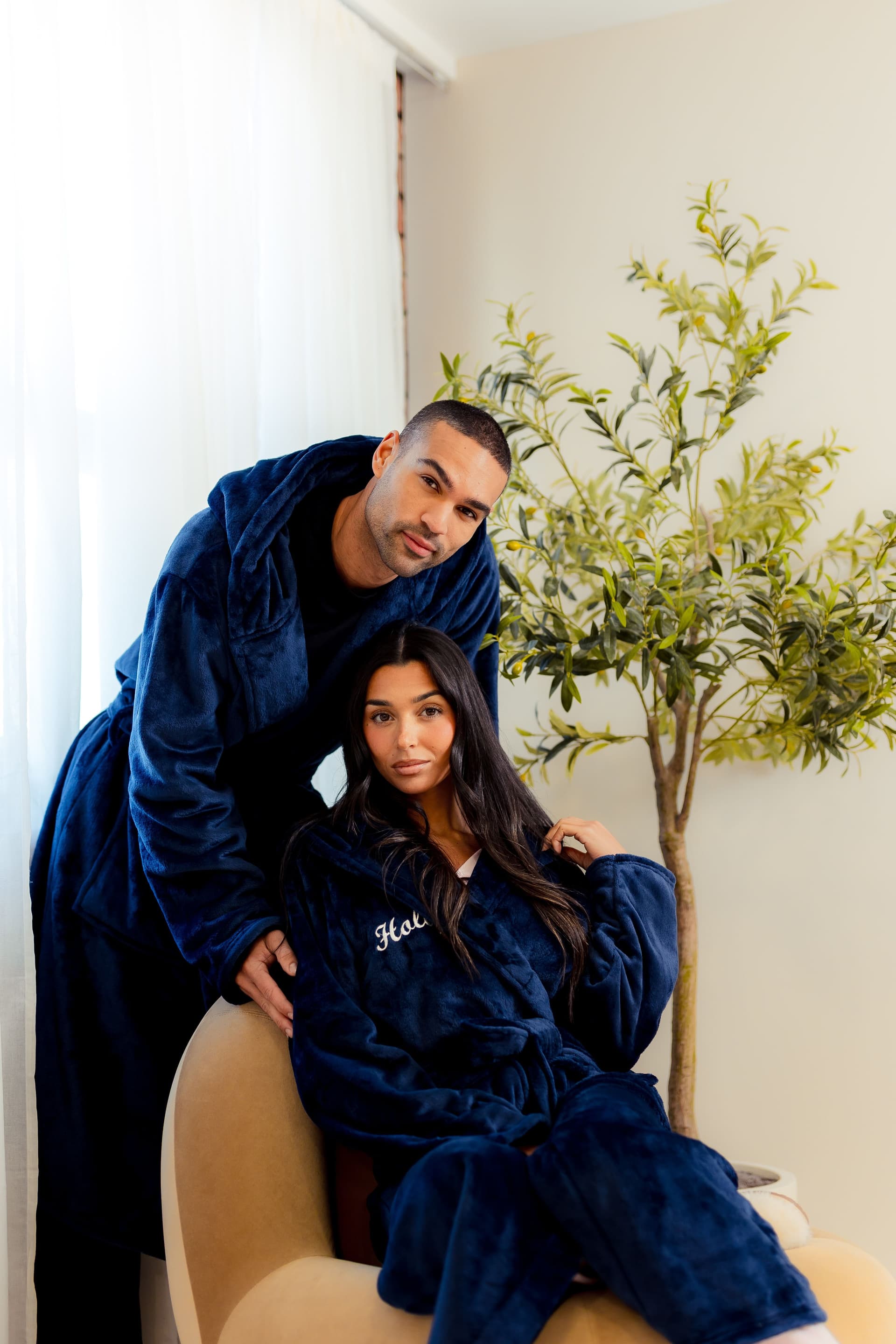 Lulabay Lulabay Men's Personalised Plush Dressing Gown in Navy