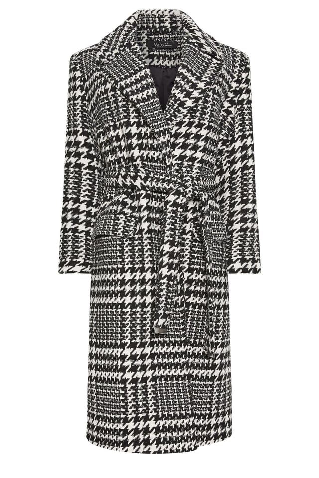 M&Co M&Co Women's Dogtooth Belted Wrap Coat in Black - 2