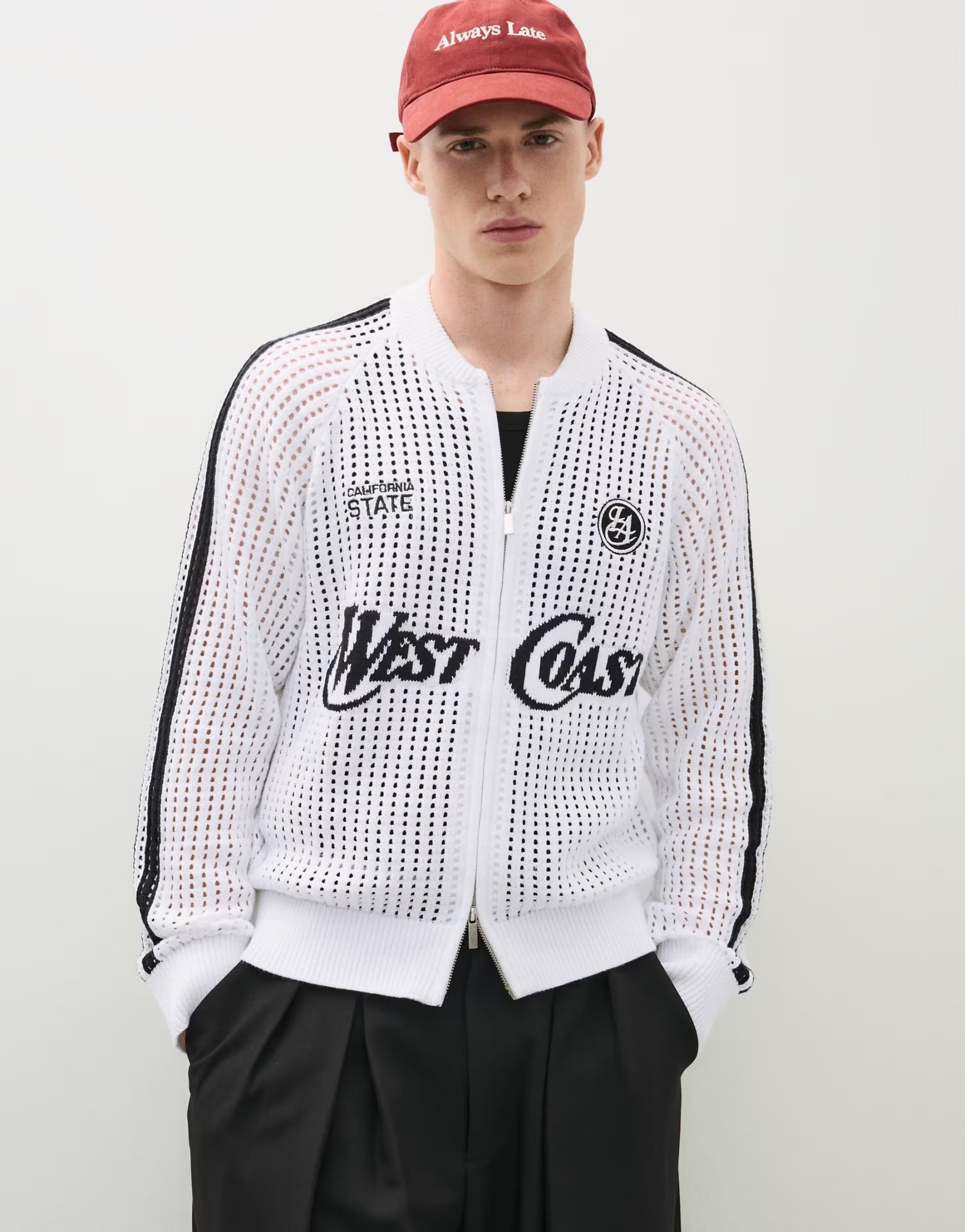 ASOS Bershka Retro mesh jacket in white