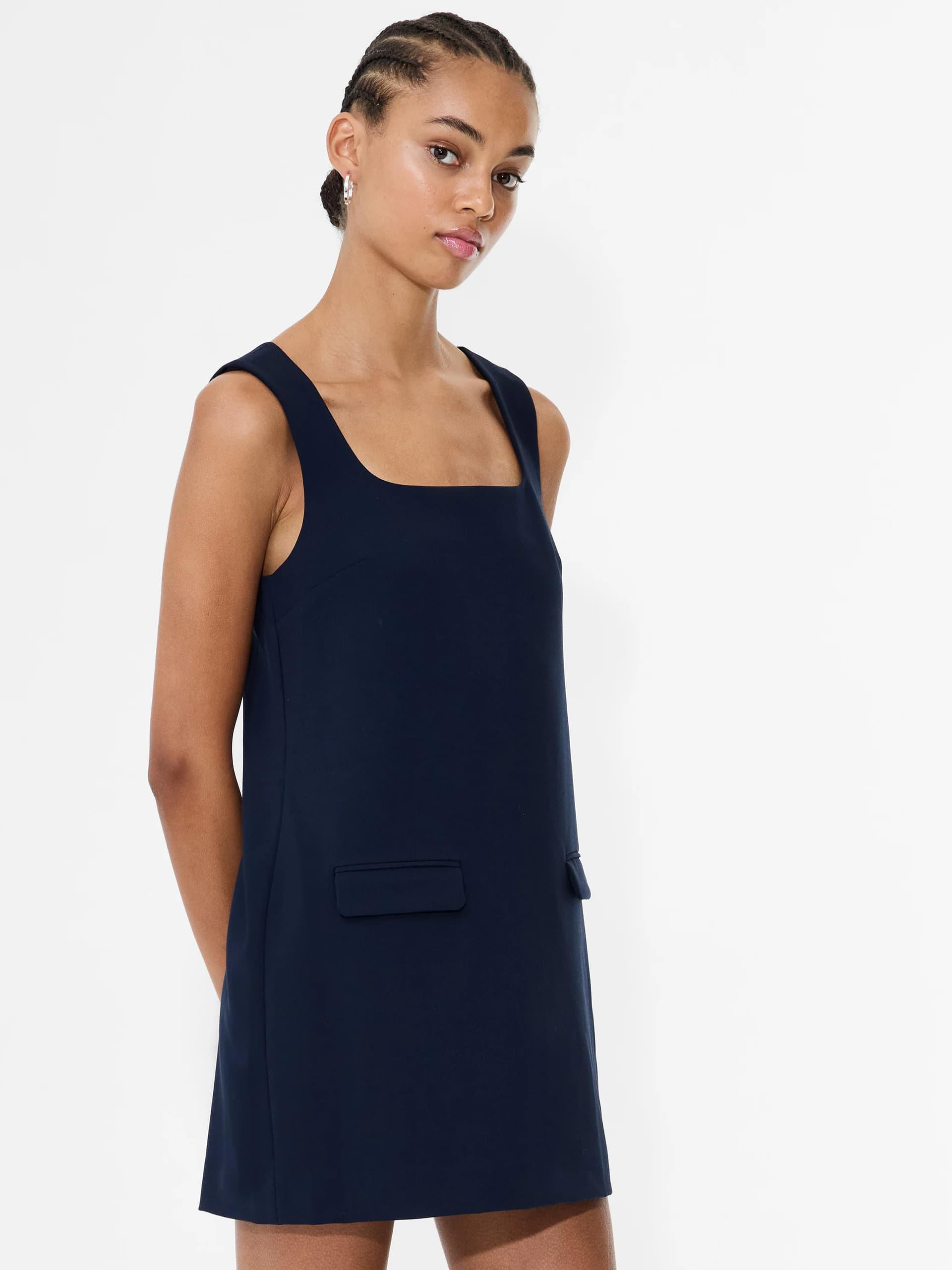 French Connection Whisper Square Neck Mini Dress Marine