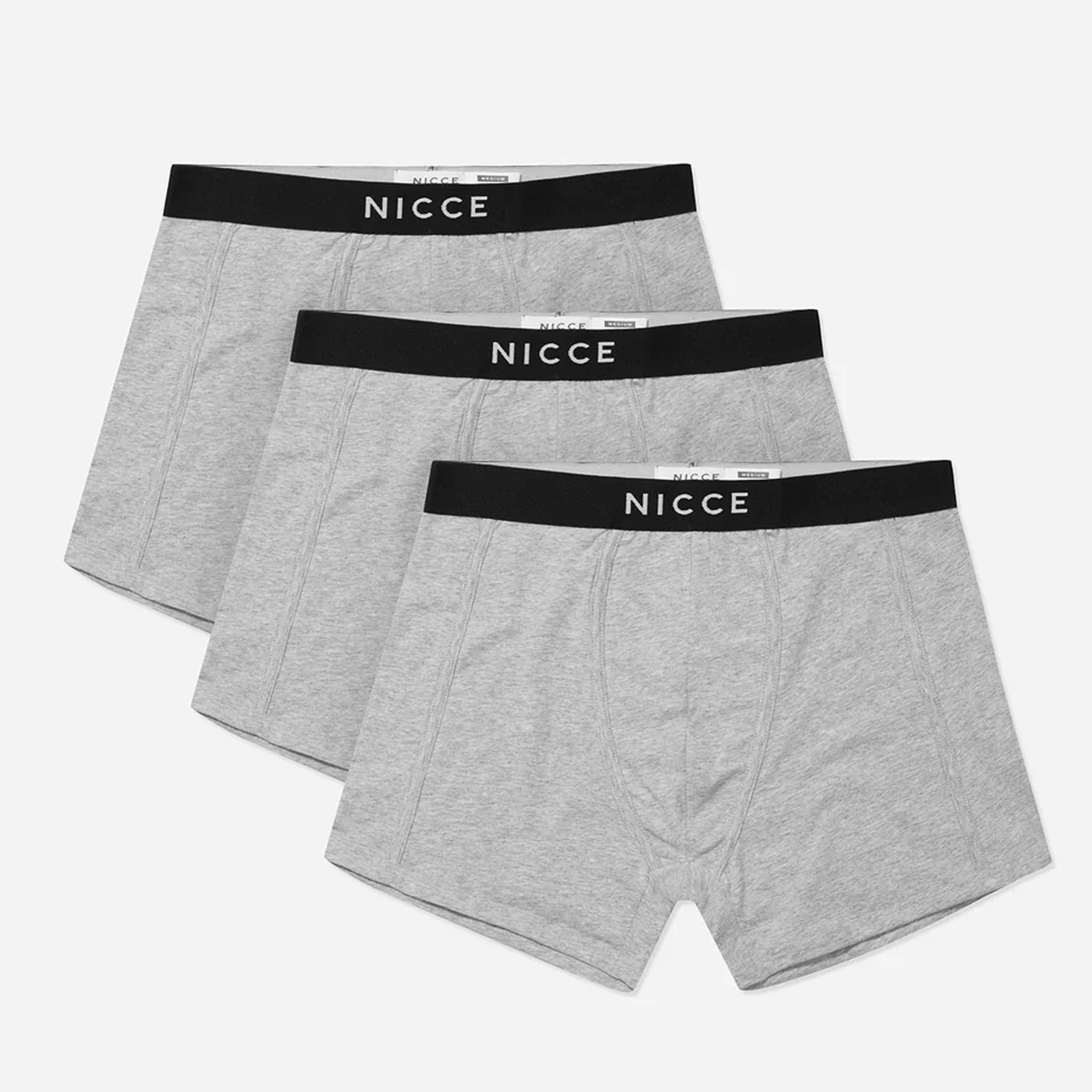Nicce Nicce Men's 3-Pack Stretch Waist Black/Grey Alesi Boxer Shorts in Black - 4