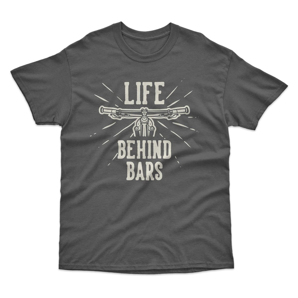 Bad Zebedee Bad Zebedee Men's Life Behind Bars Cyclist T-Shirt in Dark Grey - 1