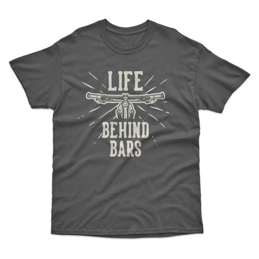 Bad Zebedee Bad Zebedee Men's Life Behind Bars Cyclist T-Shirt in Dark Grey - 1