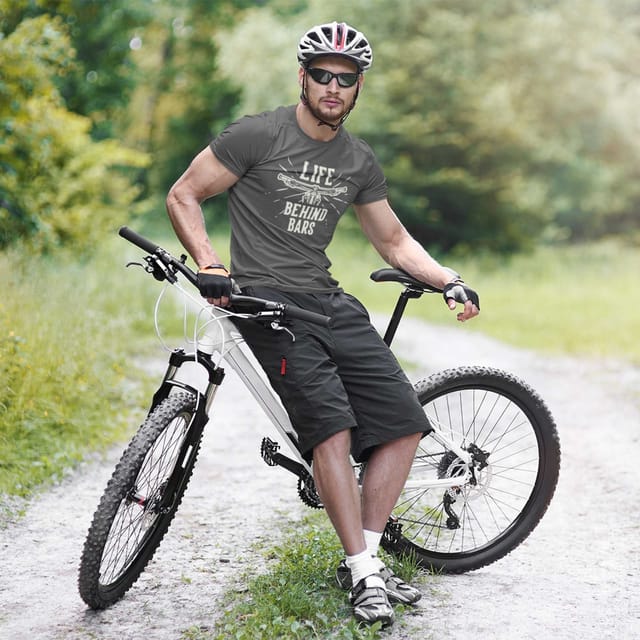 Bad Zebedee Bad Zebedee Men's Life Behind Bars Cyclist T-Shirt in Dark Grey - 2