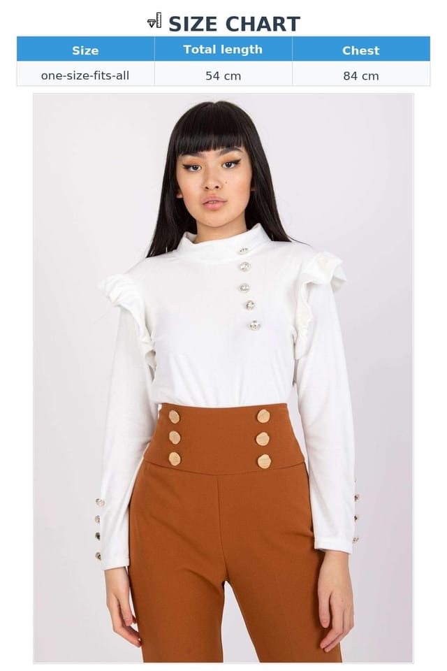 Love Lace Love Lace Women's Velour Straight Cut Blouse With Shoulder Frills in White - 3