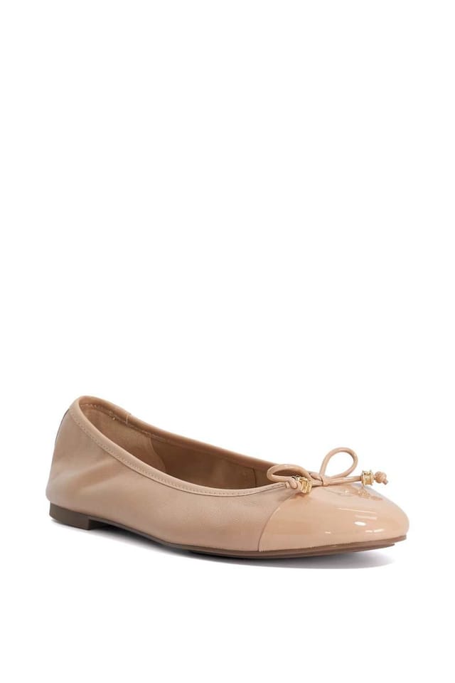 Dune London Dune London Women's Wide Fit 'Hallo' Leather Ballet Pumps in Natural - 2