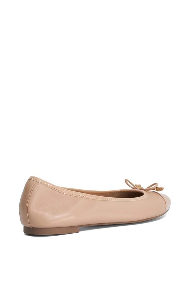 Dune London Dune London Women's Wide Fit 'Hallo' Leather Ballet Pumps in Natural - 3