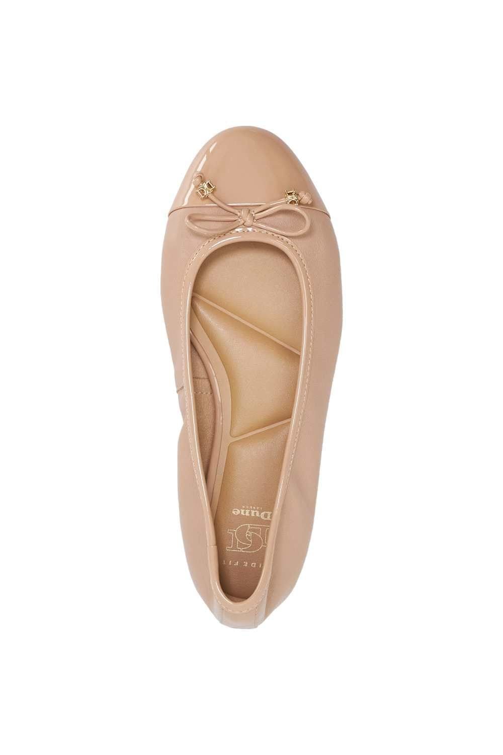 Dune London Dune London Women's Wide Fit 'Hallo' Leather Ballet Pumps in Natural - 4