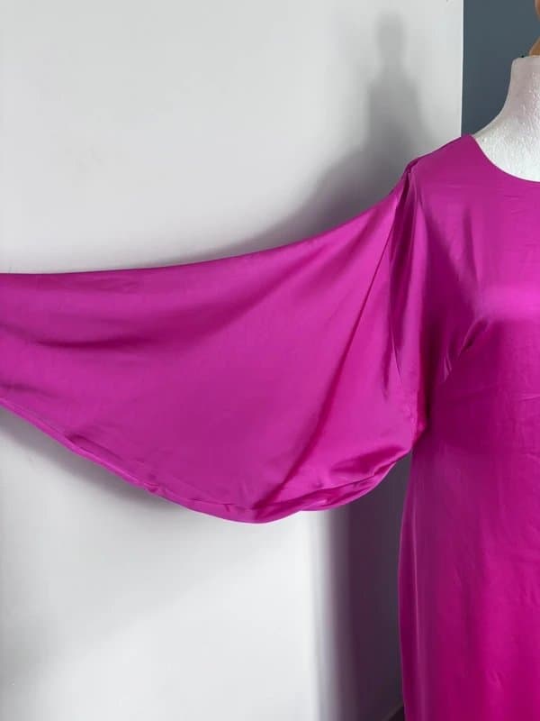 ASOS ASOS Pink Satin Midi Dress UK 14 Open Back Kimono Sleeve Occasion P16