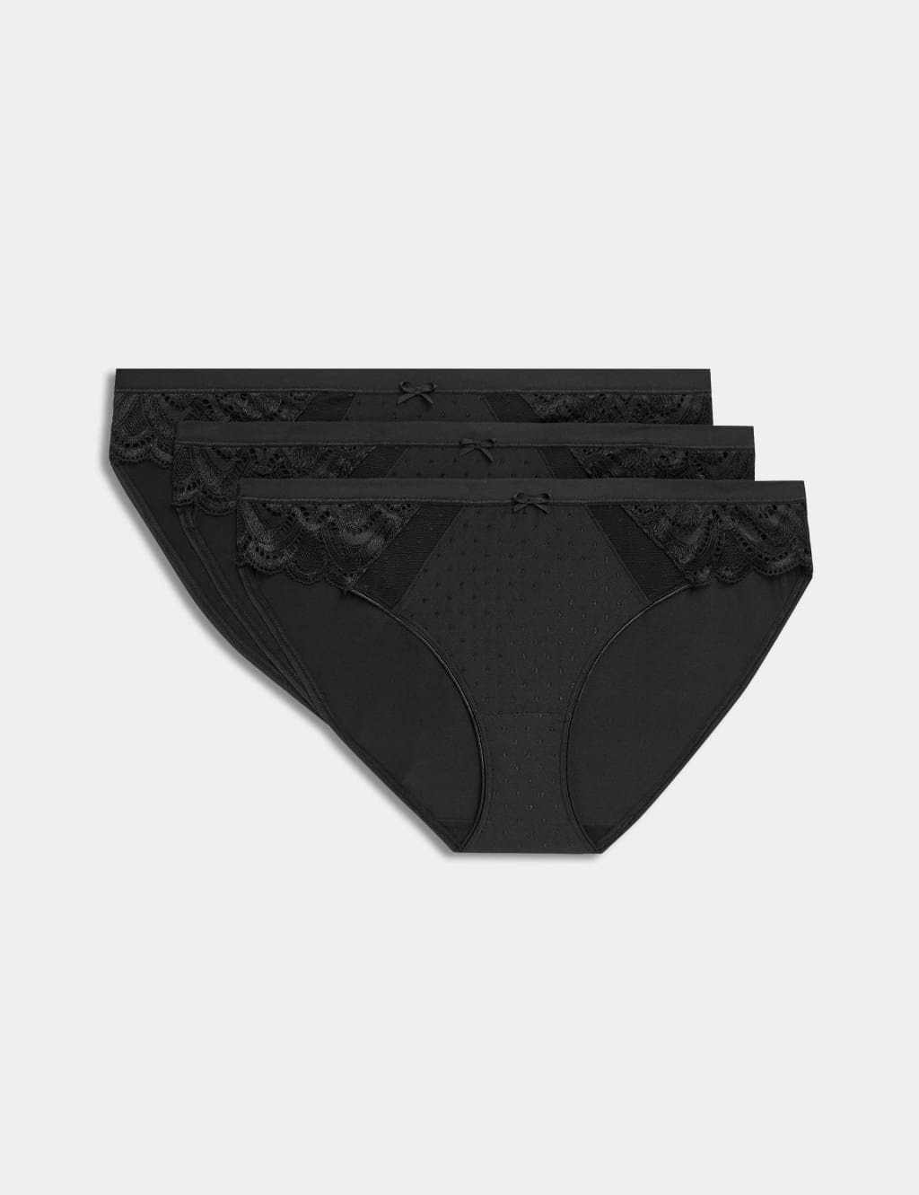Marks & Spencer M&S 3pk Amelia Lace Bikini Knickers Black