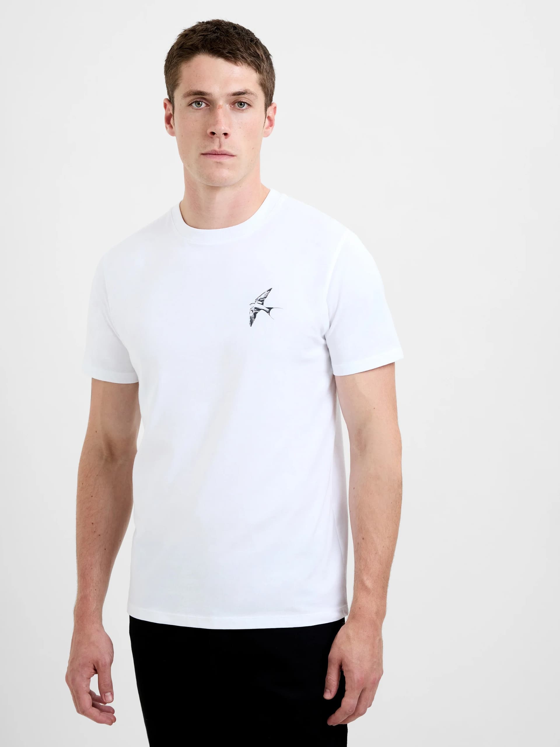 French Connection Swallow Bird Organic Graphic T-Shirt White