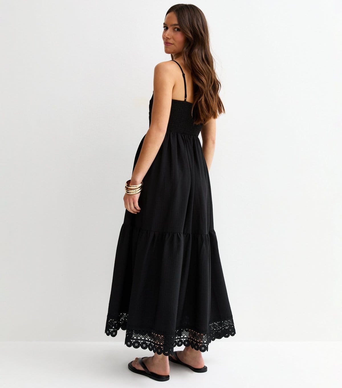 New Look Women's Petite Black Crochet Panel Maxi Dress New Look - 4