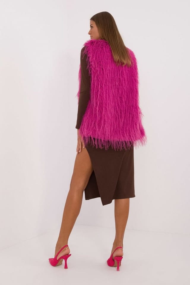 Love Lace Love Lace Women's Casual Polyester Faux Fur Vest with Hook in Pink - 3