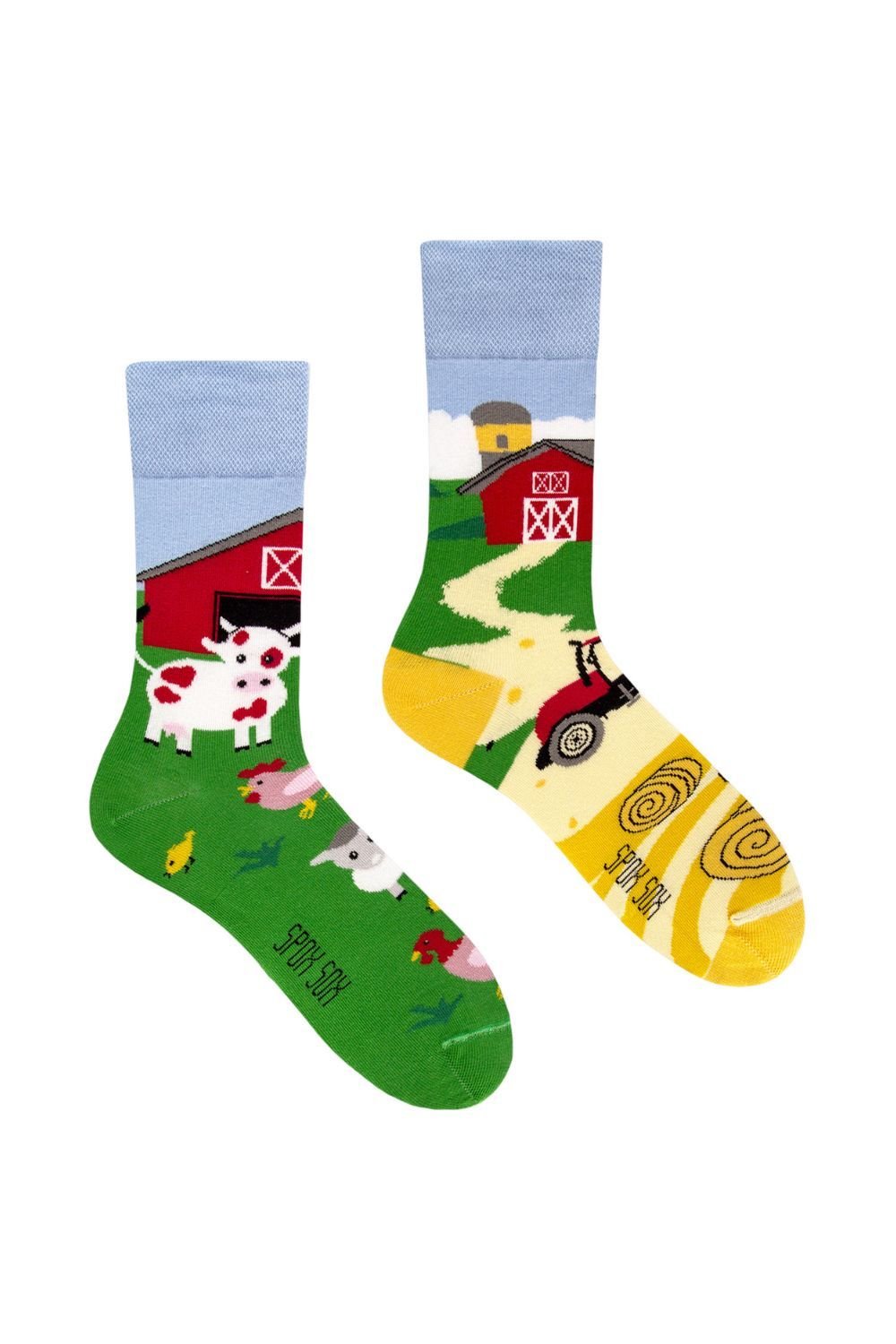 SPOX SOX SPOX SOX Men's 1 Pack Mismatched Novelty Odd Socks - Farm - 2