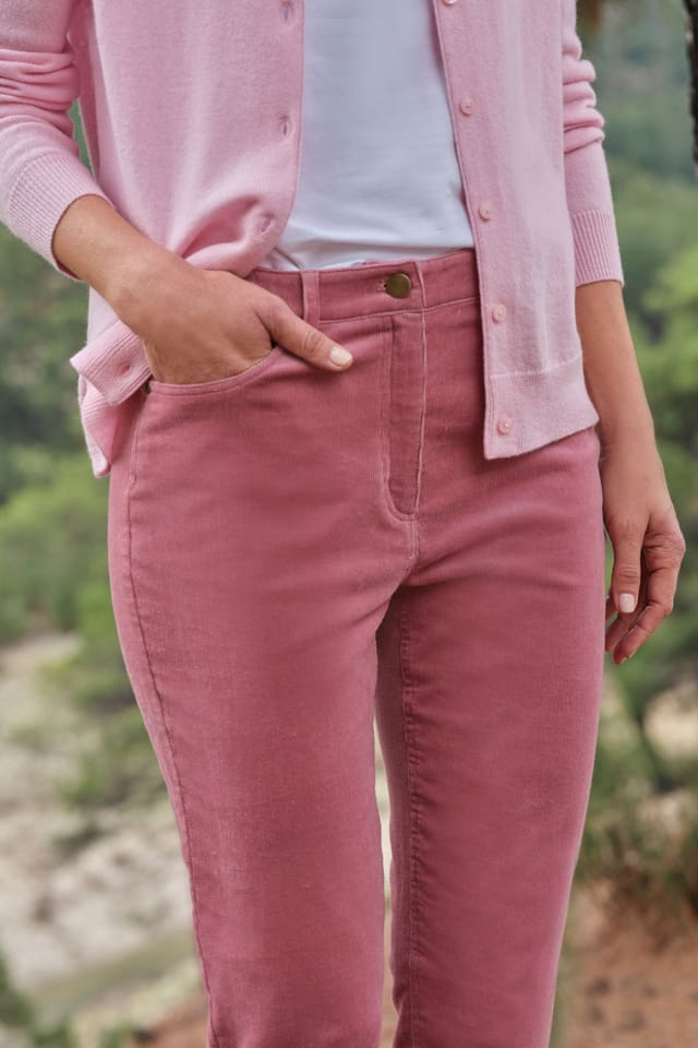 WoolOvers WoolOvers Women's Cotton Straight Leg Cord Jeans in Pink - 2