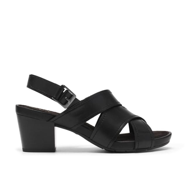 Clarks Clarks Women's Kymber Shine Black Leather Heeled Sandals - 2