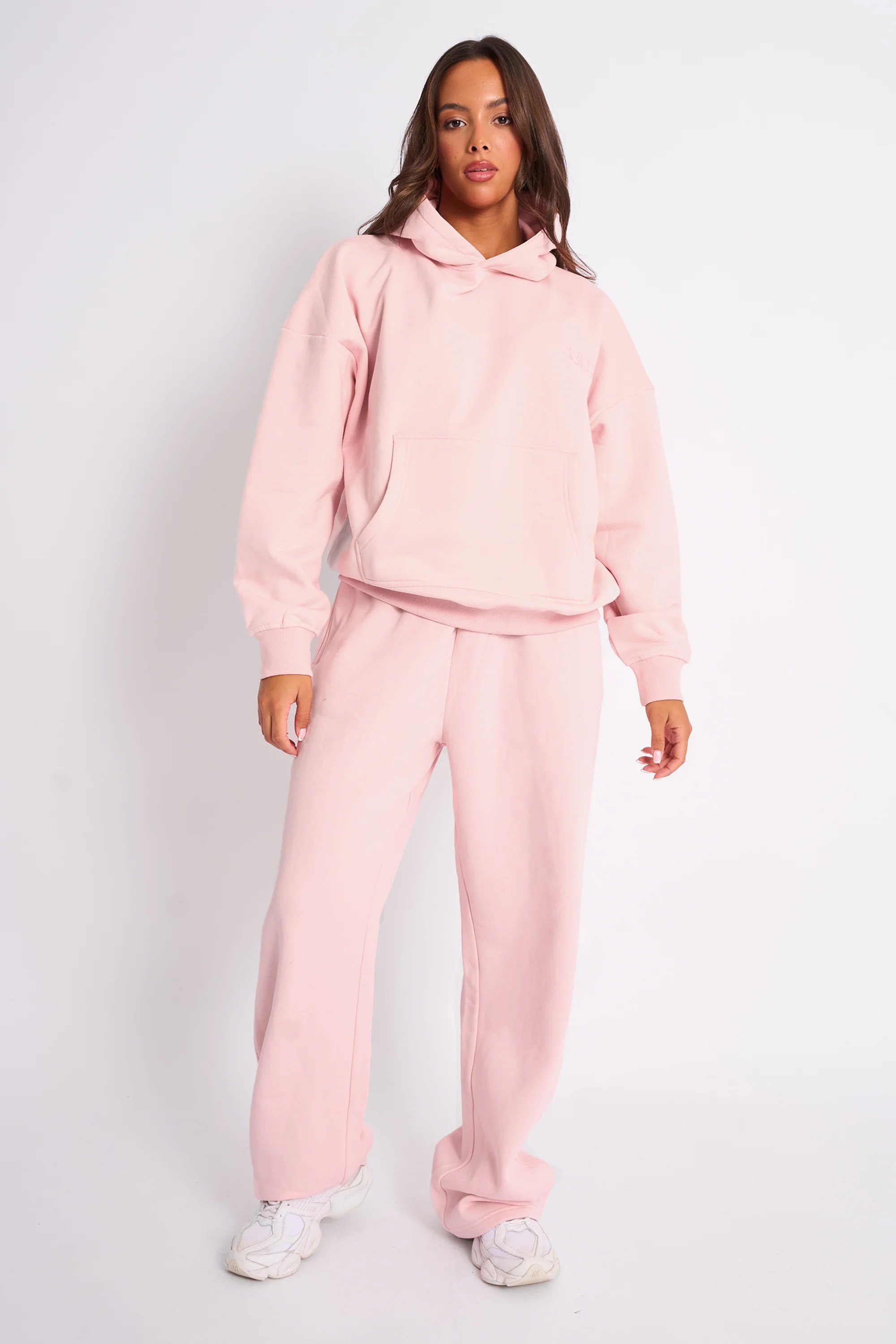 Kaiia Kaiia Logo Embossed Oversized Hoodie Pale Pink - 3