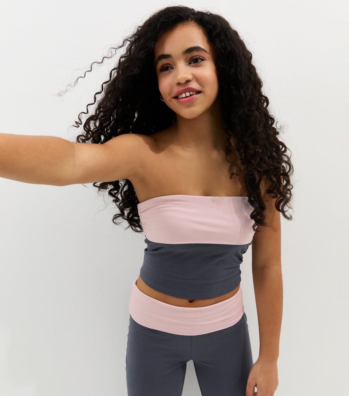 New Look Girls' Navy Fold Over Bandeau Top New Look