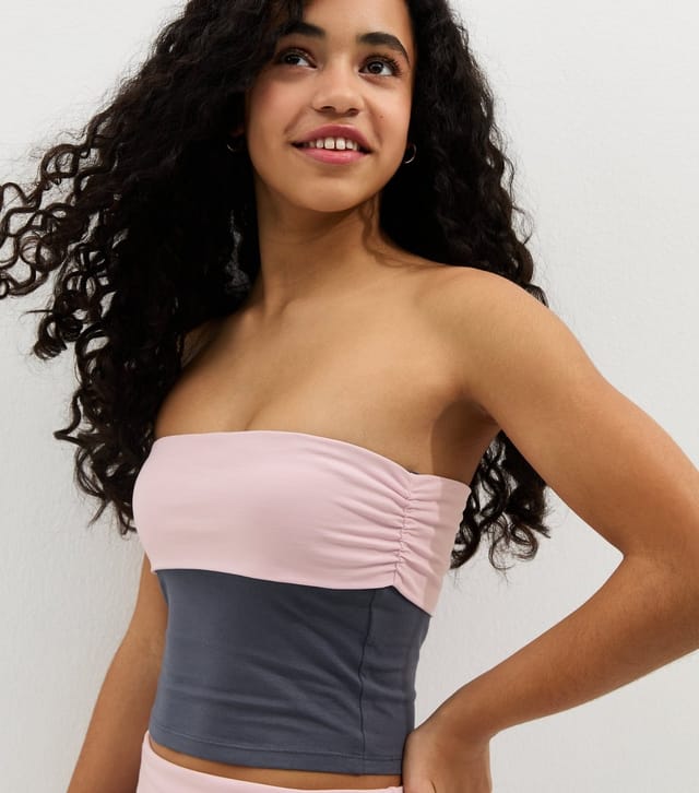 New Look Girls' Navy Fold Over Bandeau Top New Look - 2