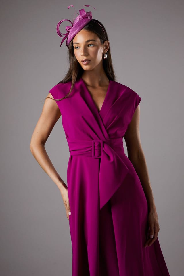Coast Coast Women's Belted Crepe Dress in Berry - 2